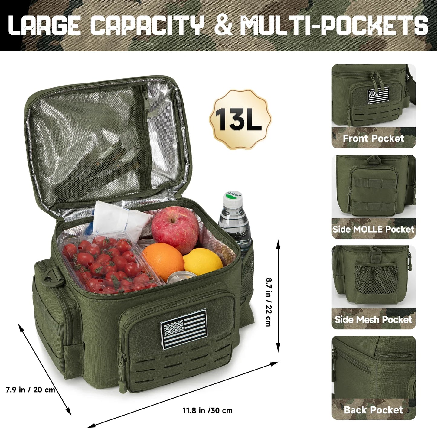 Tactical Lunch Box, Leakproof Insulated Durable Thermal Cooler Bag