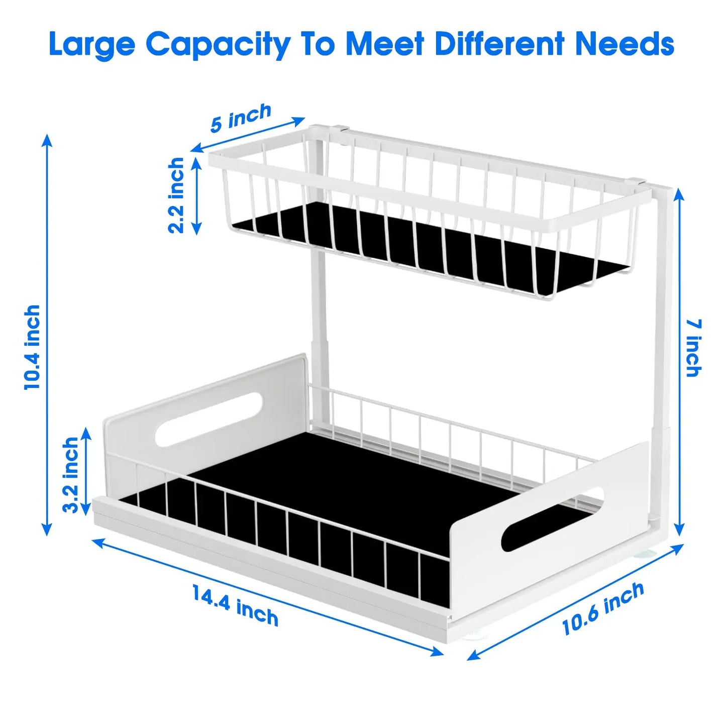 Under Sink 2 Tier Sliding Cabinet Basket Organizer Drawer