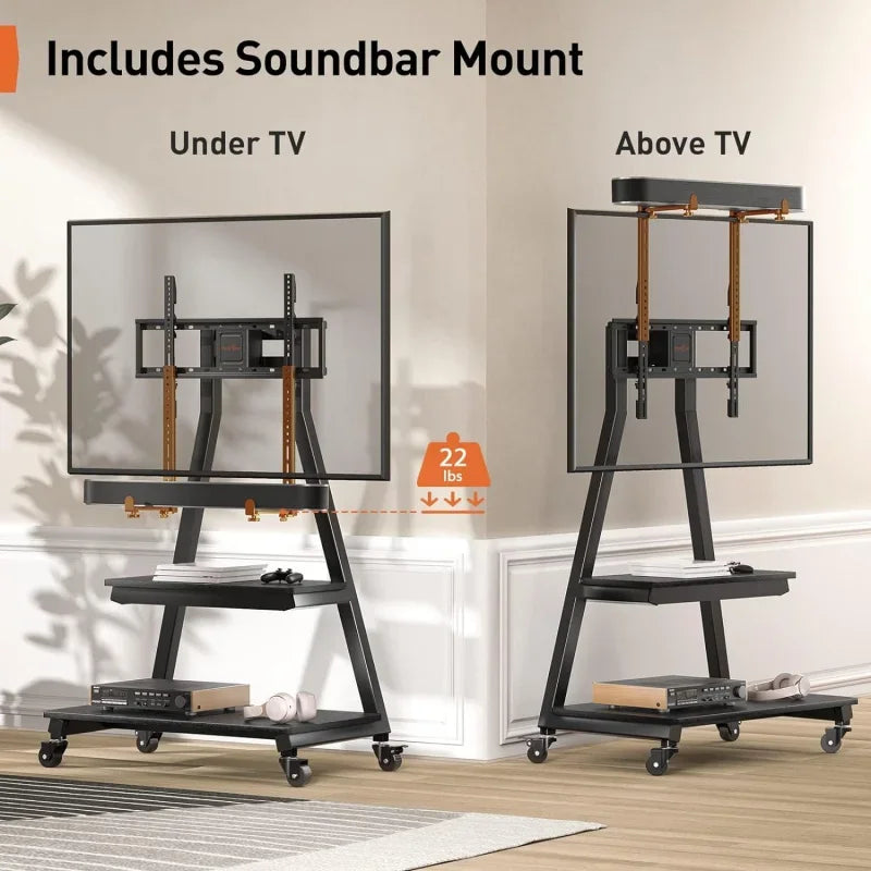 TV Stand with Soundbar Mount and Wheels