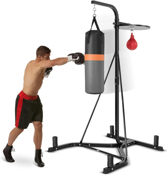 Punching Bag with Stand for Adult, Height Adjustable Speed Ball & Sandbag, Pre-Filled