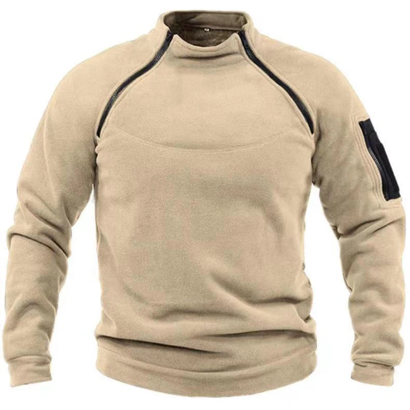 Windproof Men's Standing Collar Fleece Pullover