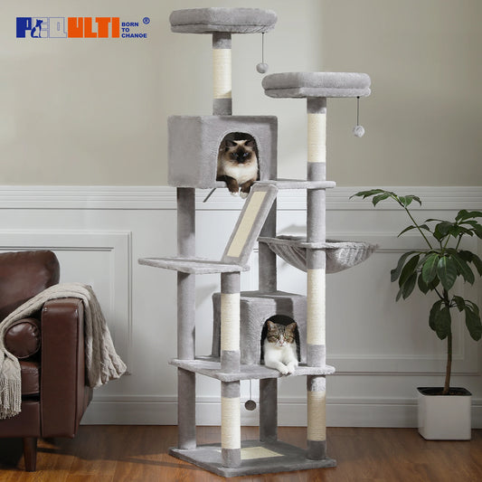 Large Cat Tree Multi-Level Plush Cat Condo with Scratching Posts Scratching Boards Perches Caves