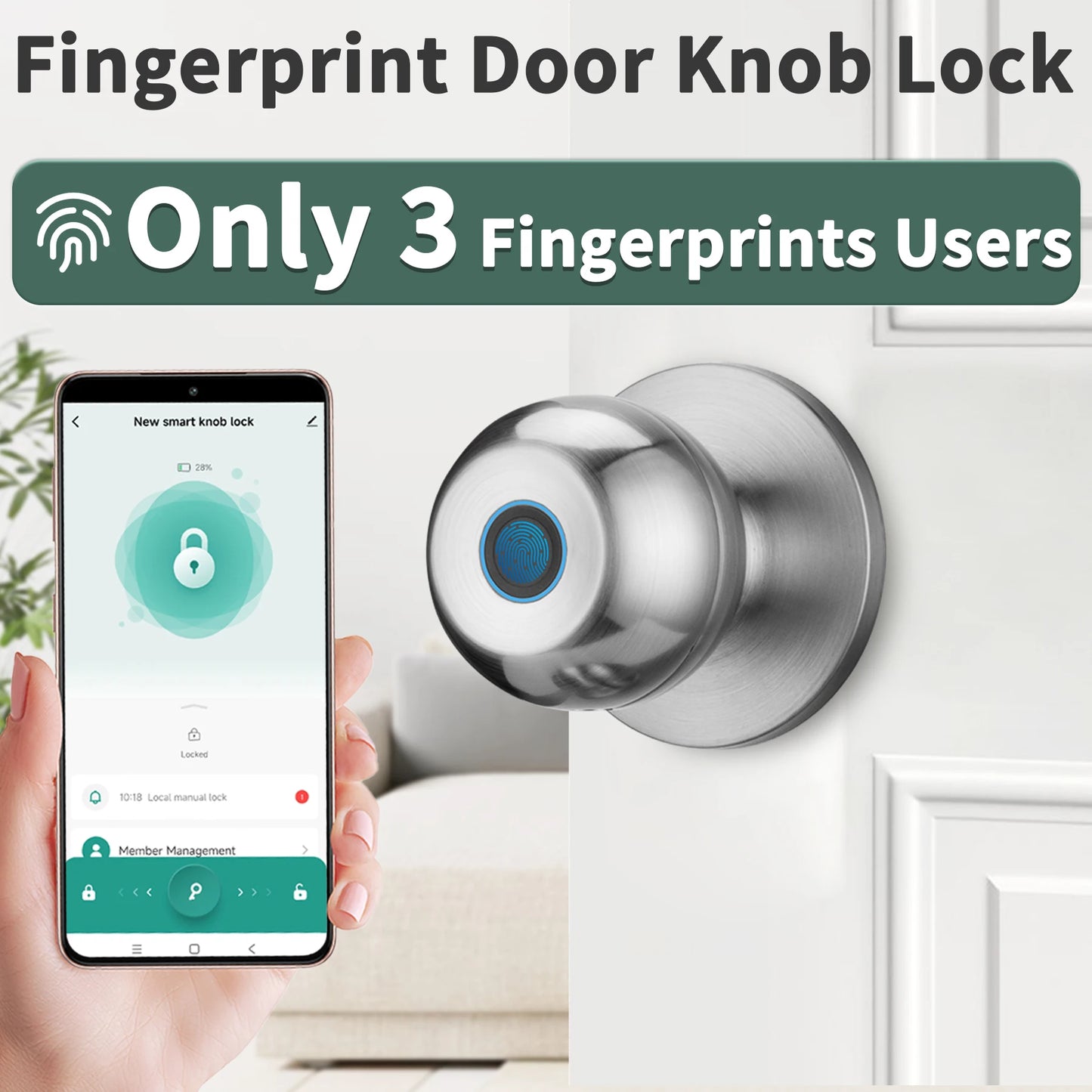 Fingerprint Door Lock Smart Lock Biometric Doorknob