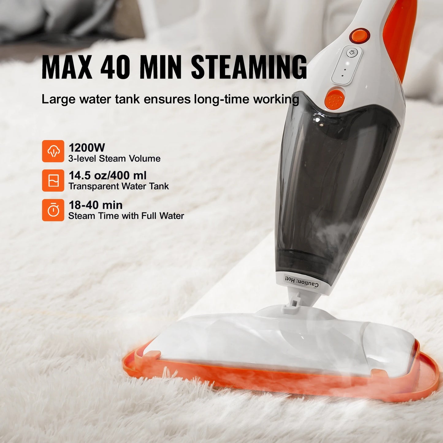 VEVOR Steam Mop Hard Wood Floor Cleaner with Brush Heads