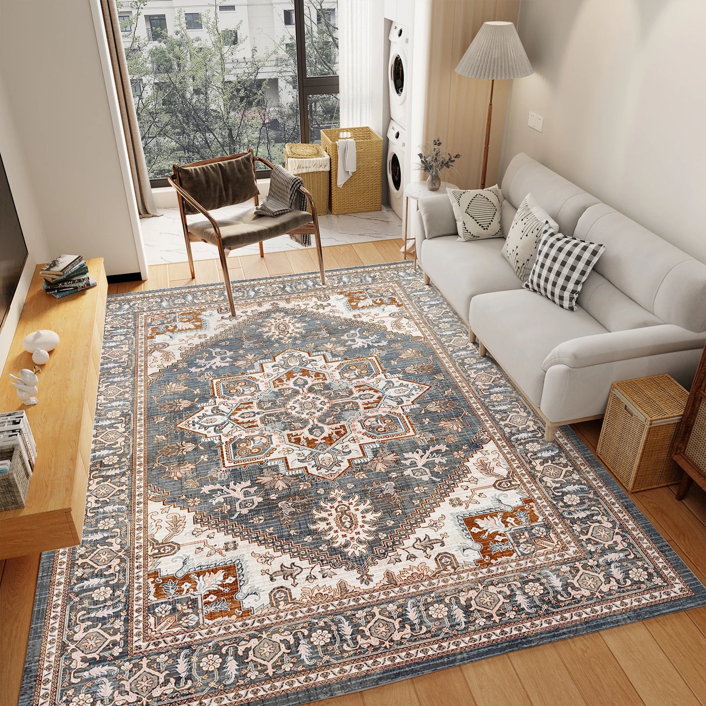 Throw Rug, with Non-Slip Backing, for Living Room Bedroom Kitchen Laundry Home Office,