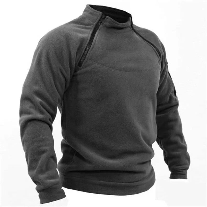 Windproof Men's Standing Collar Fleece Pullover