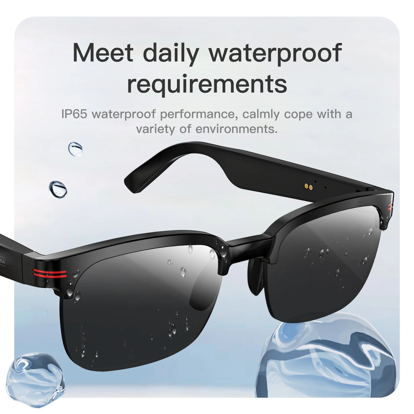 Smart Sunglasses Wireless Call Music Playback with Blue Light UV Protection IP67 Waterproof