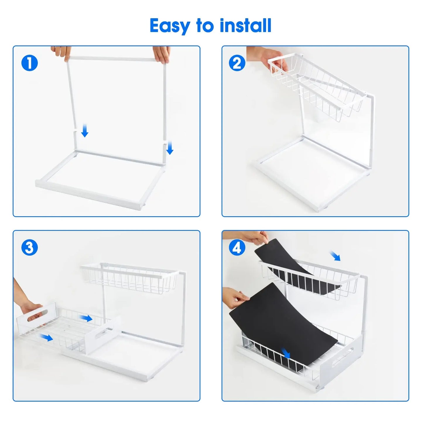 Under Sink 2 Tier Sliding Cabinet Basket Organizer Drawer