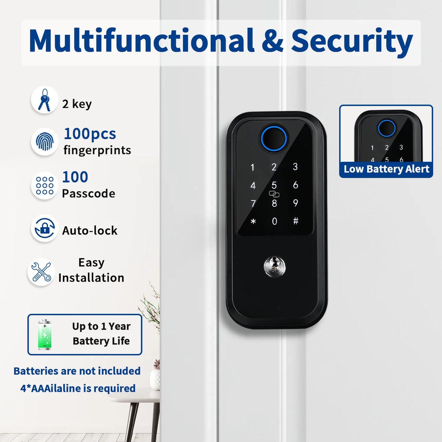 Smart Deadbolt with Fingerprint Keyless Entry Door Lock