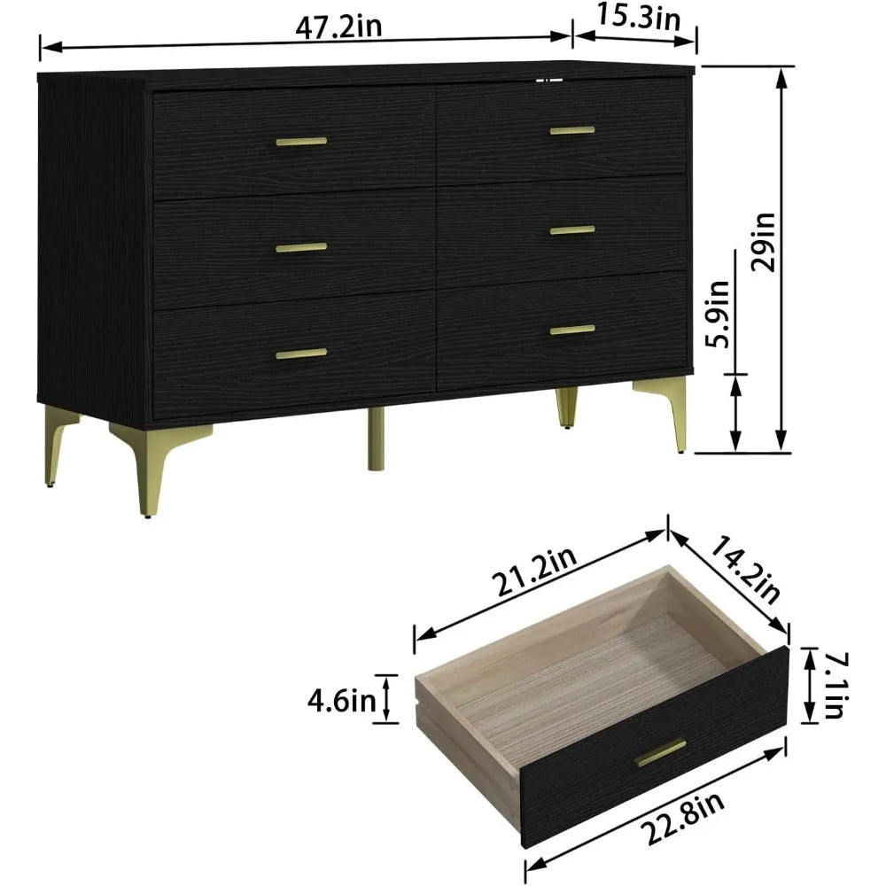 6 Drawer Wood Dresser - PDS Home & More