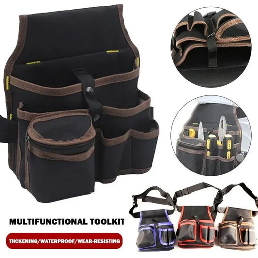 Professional Electrician Tool Belt Waterproof Waist Bag with Drill Holster & Screwdriver Storage