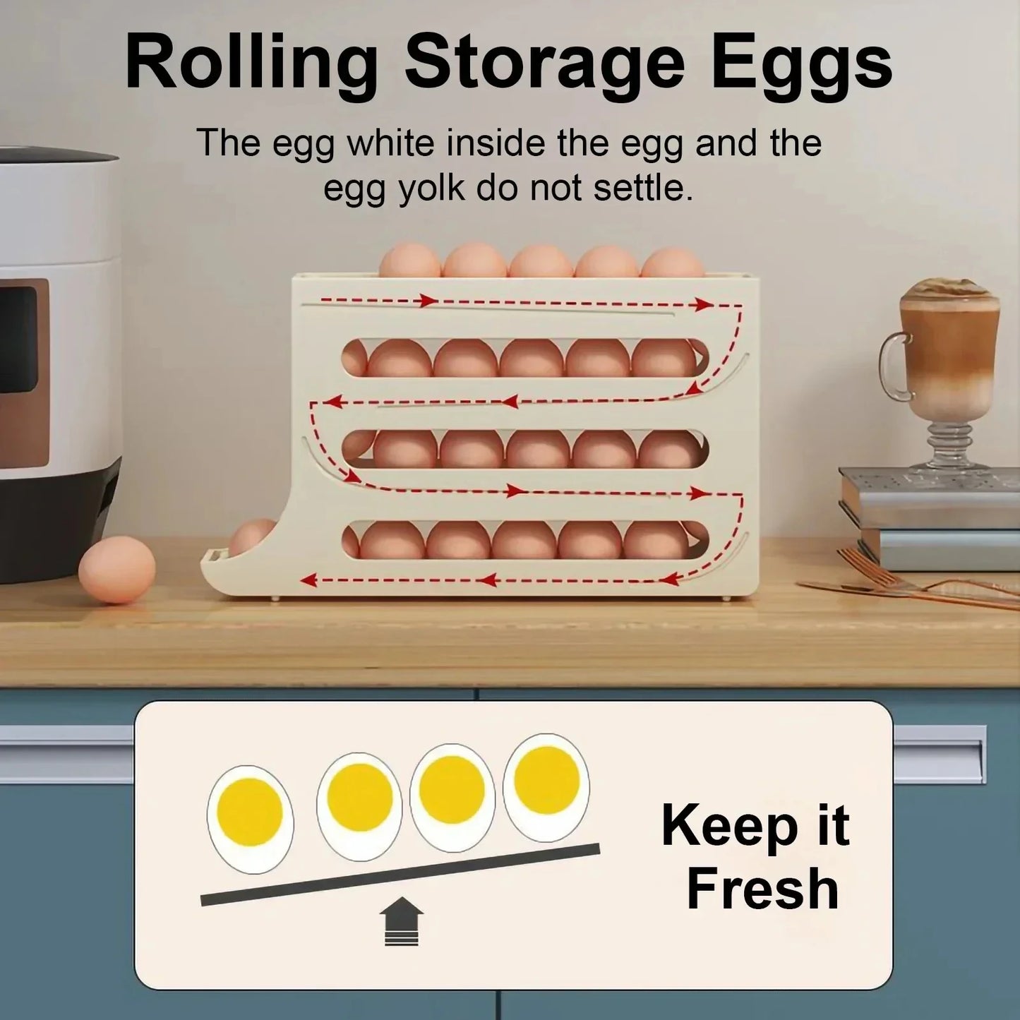 Rolling Egg Dispenser for Fridge