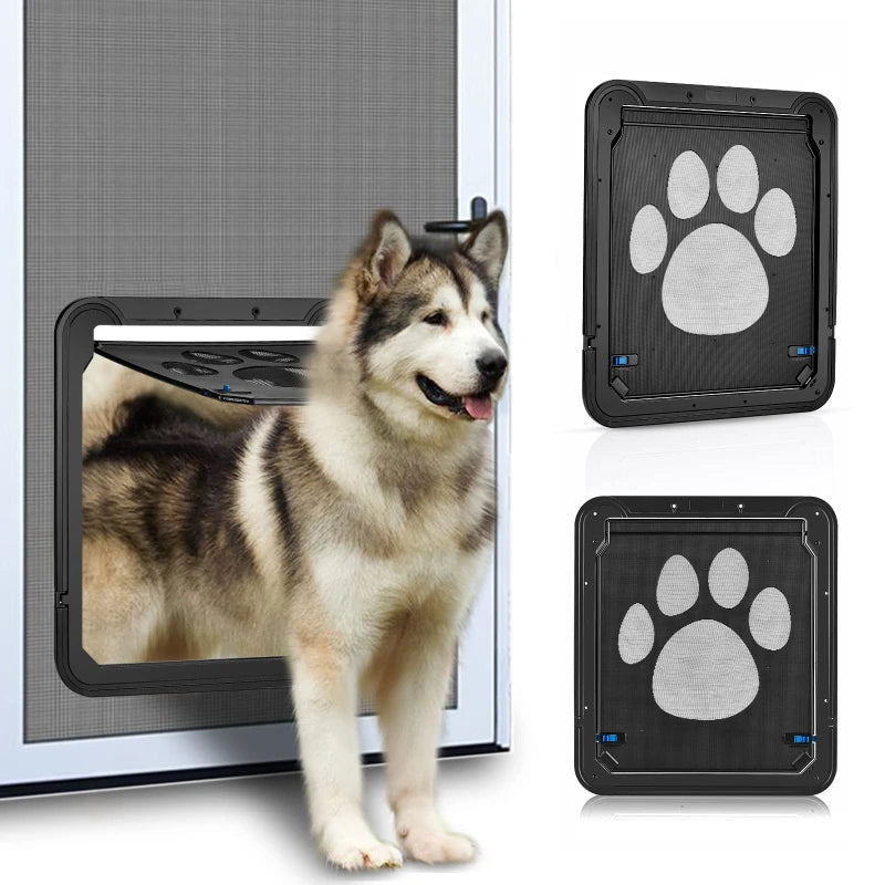 New Safe Lockable Magnetic Screen Dogs Cats Door