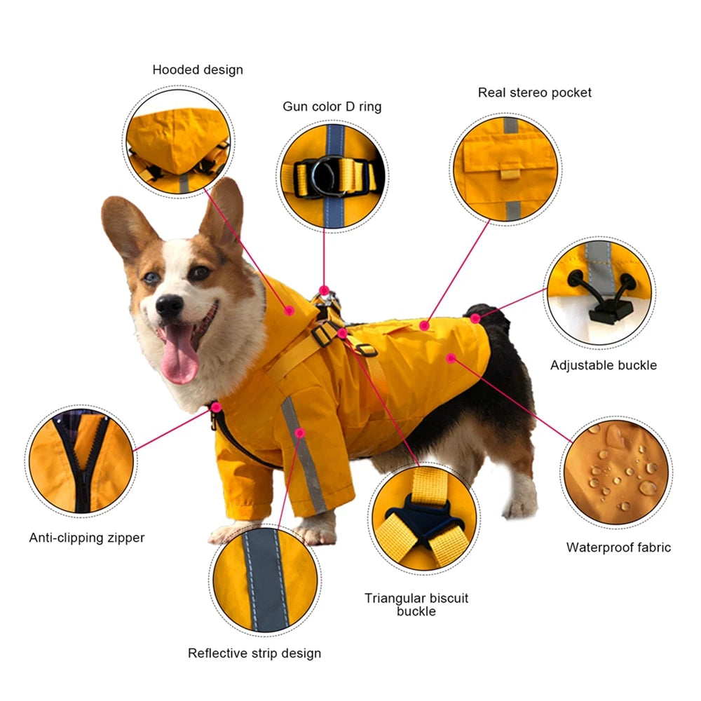 Dog Raincoat Reflective Waterproof Dog