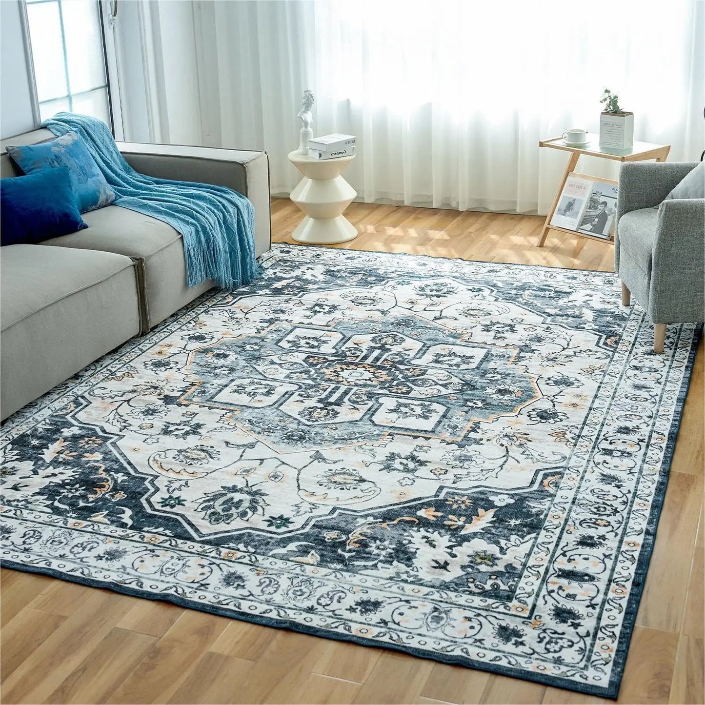 Throw Rug, with Non-Slip Backing, for Living Room Bedroom Kitchen Laundry Home Office,