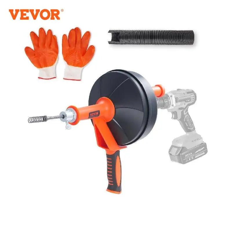 VEVOR Drain Auger Manual-feeding Plumbing Snake with Drill Attachment