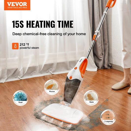 VEVOR Steam Mop Hard Wood Floor Cleaner with Brush Heads