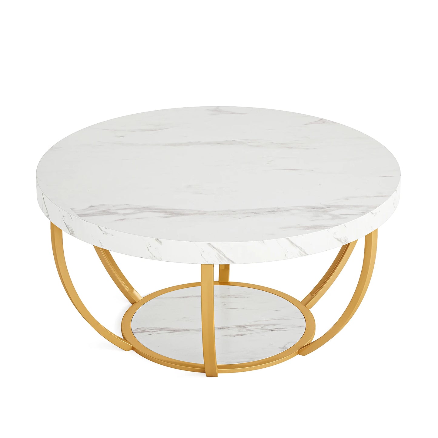 White coffee table gold legs