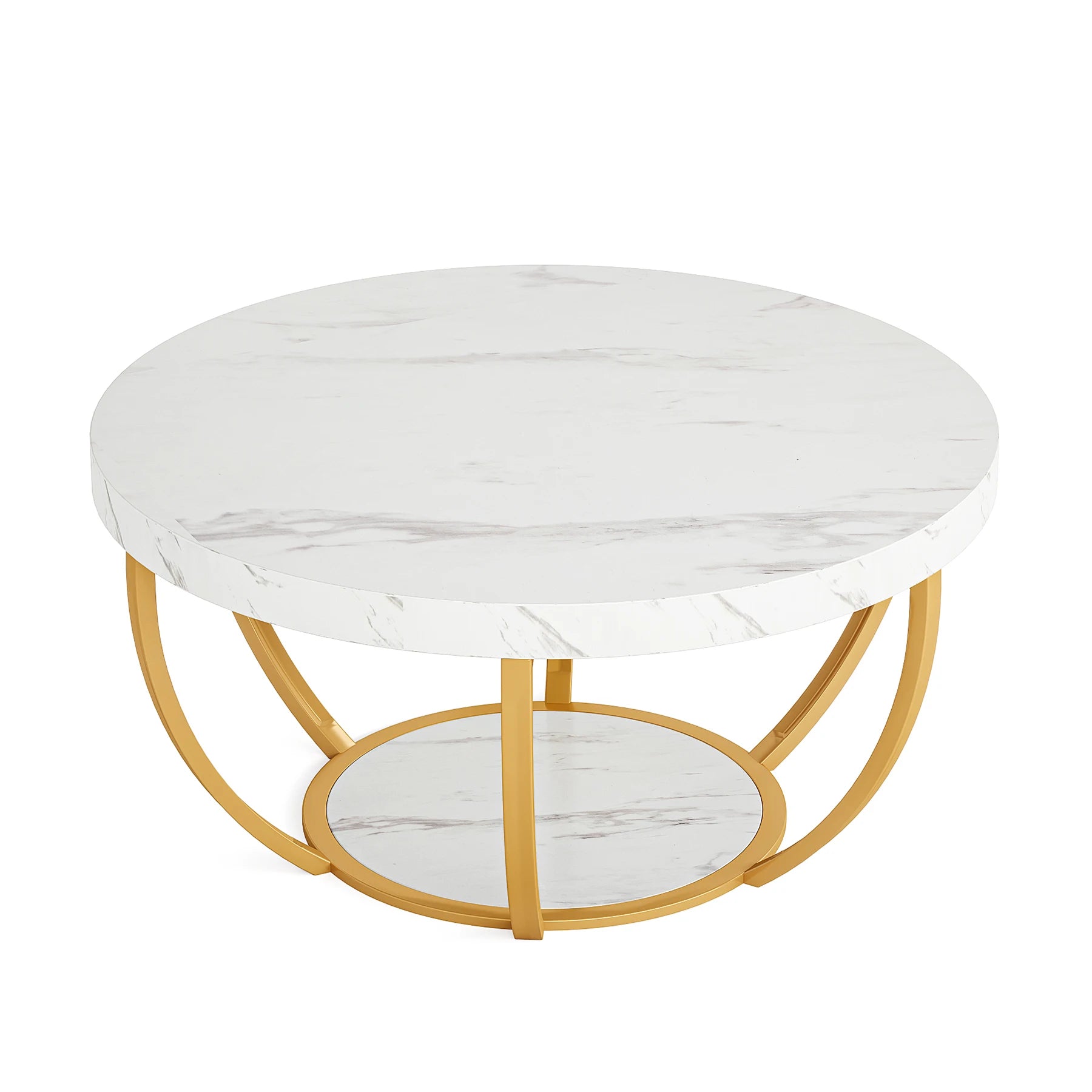 White coffee table gold legs