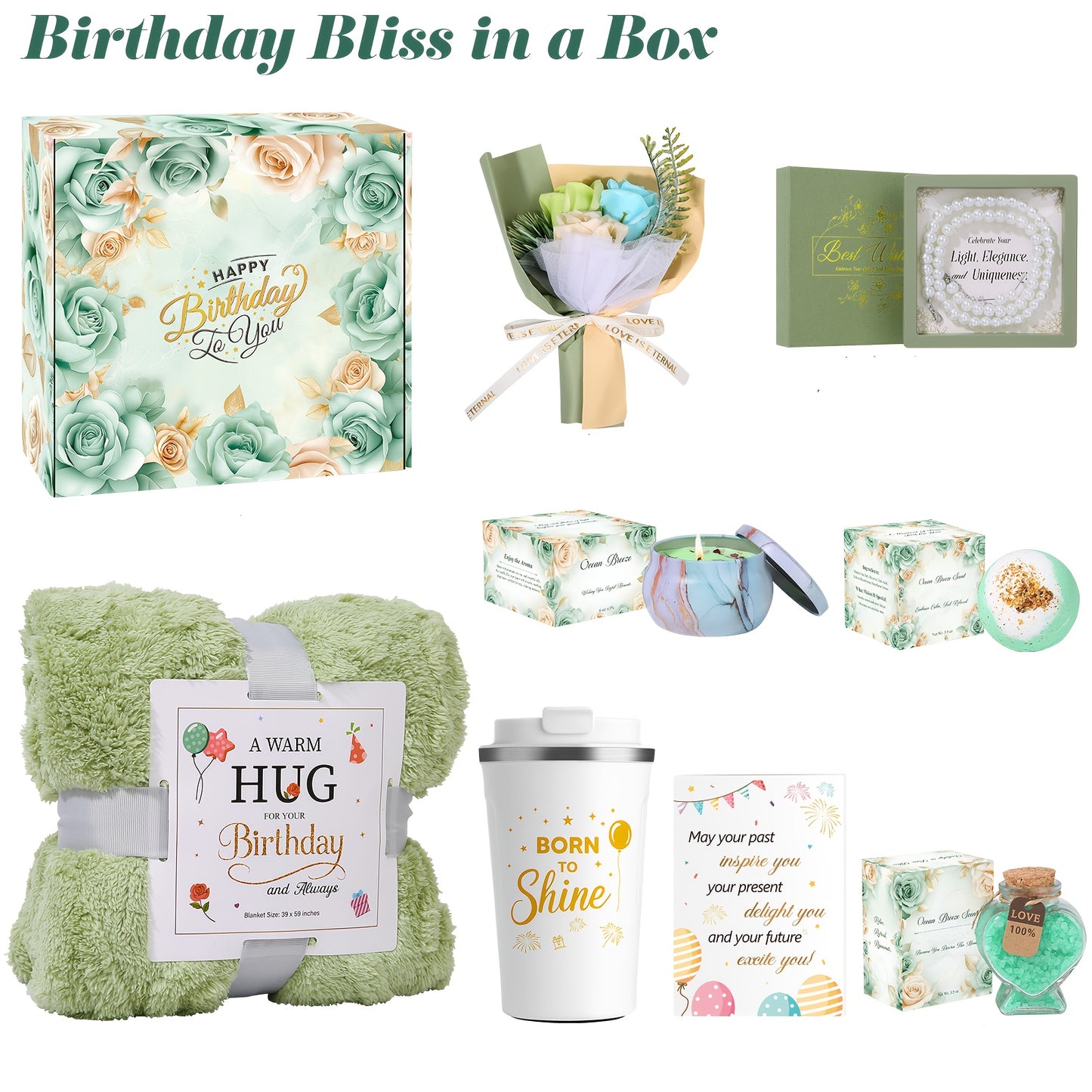 Luxury Spa Gift Basket for Women - Green Themed Self-Care Package