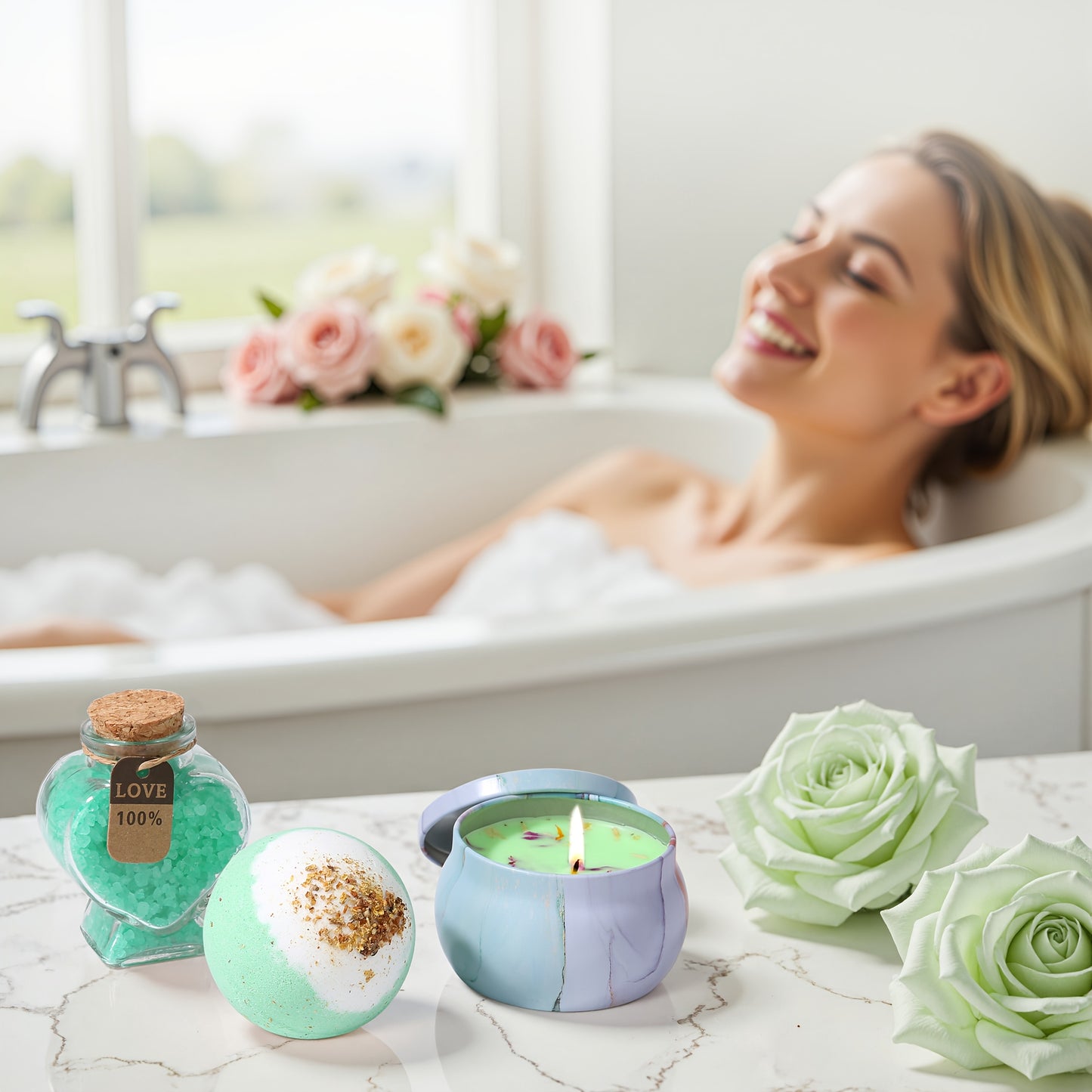 Luxury Spa Gift Basket for Women - Green Themed Self-Care Package