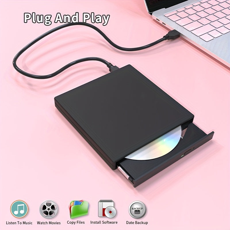External DVD CD Drive - Portable USB DVD-RW Burner for Laptop