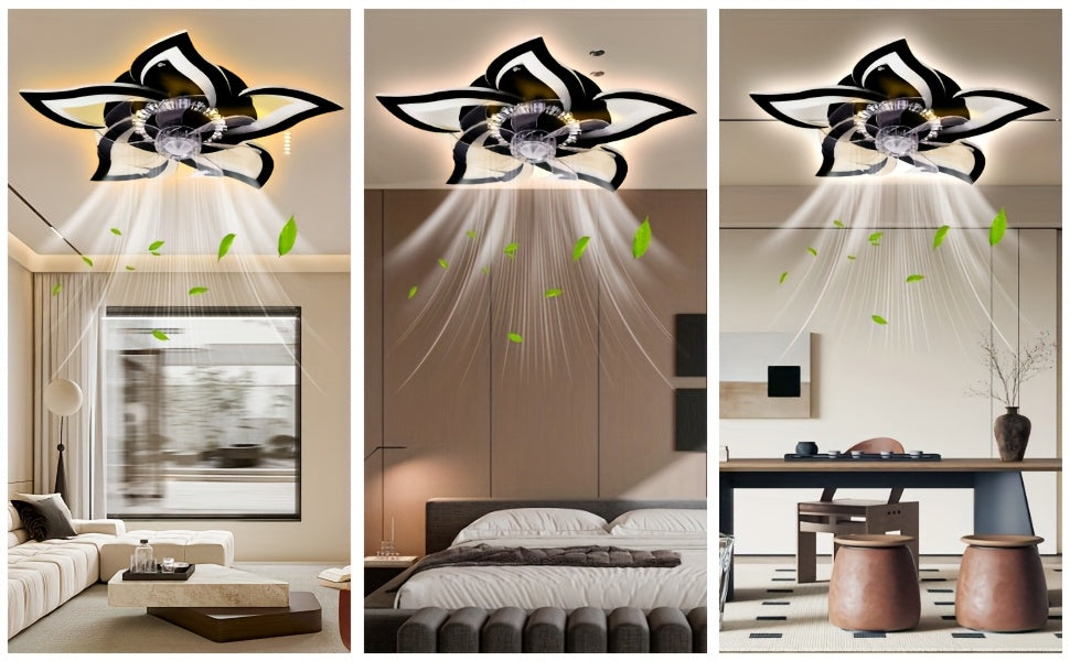 27" Low Profile Ceiling Fan with Light | 6 Speeds, 3 Color Dimmable Remote & App