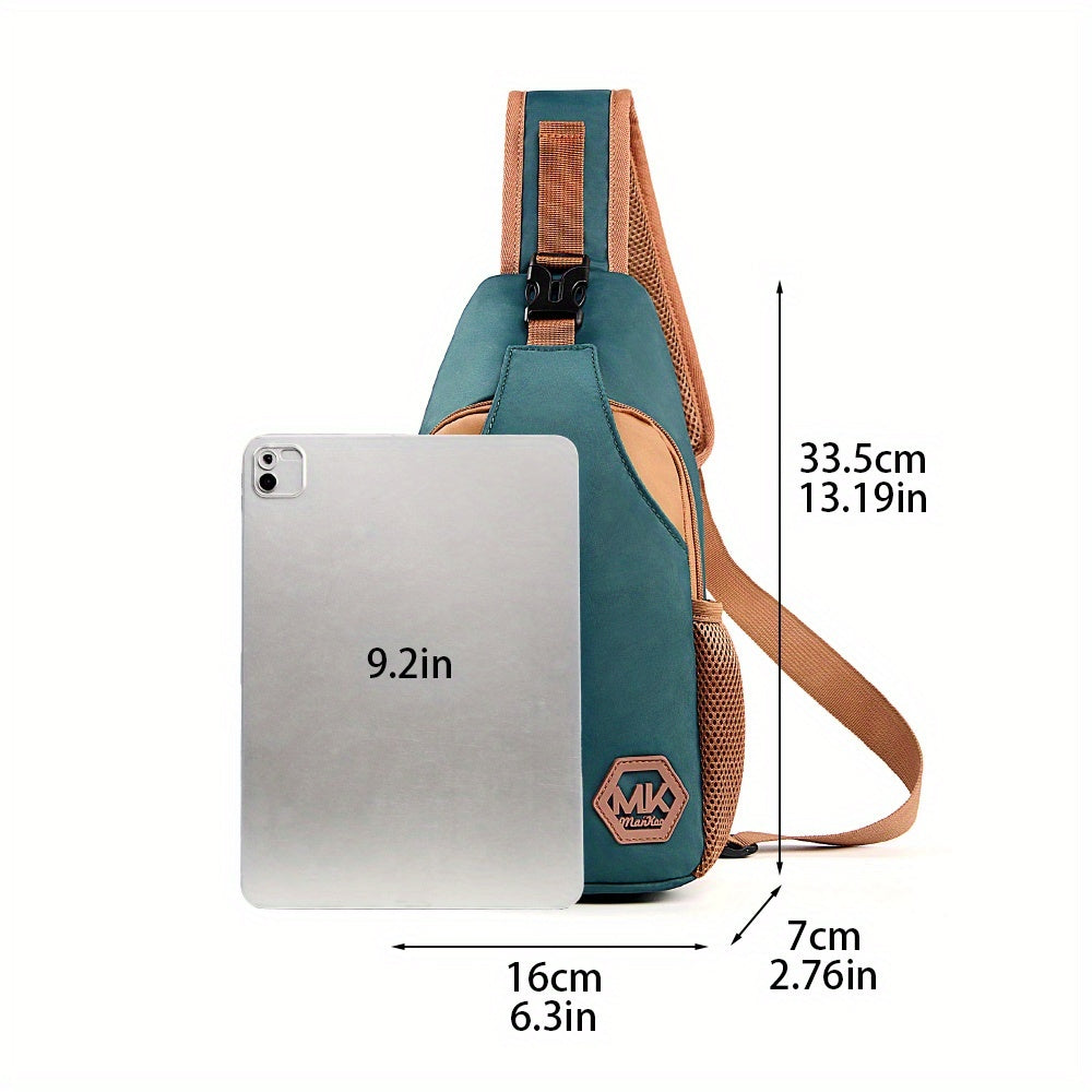 Nylon Crossbody Bag - Adjustable Strap with Zipper Closure