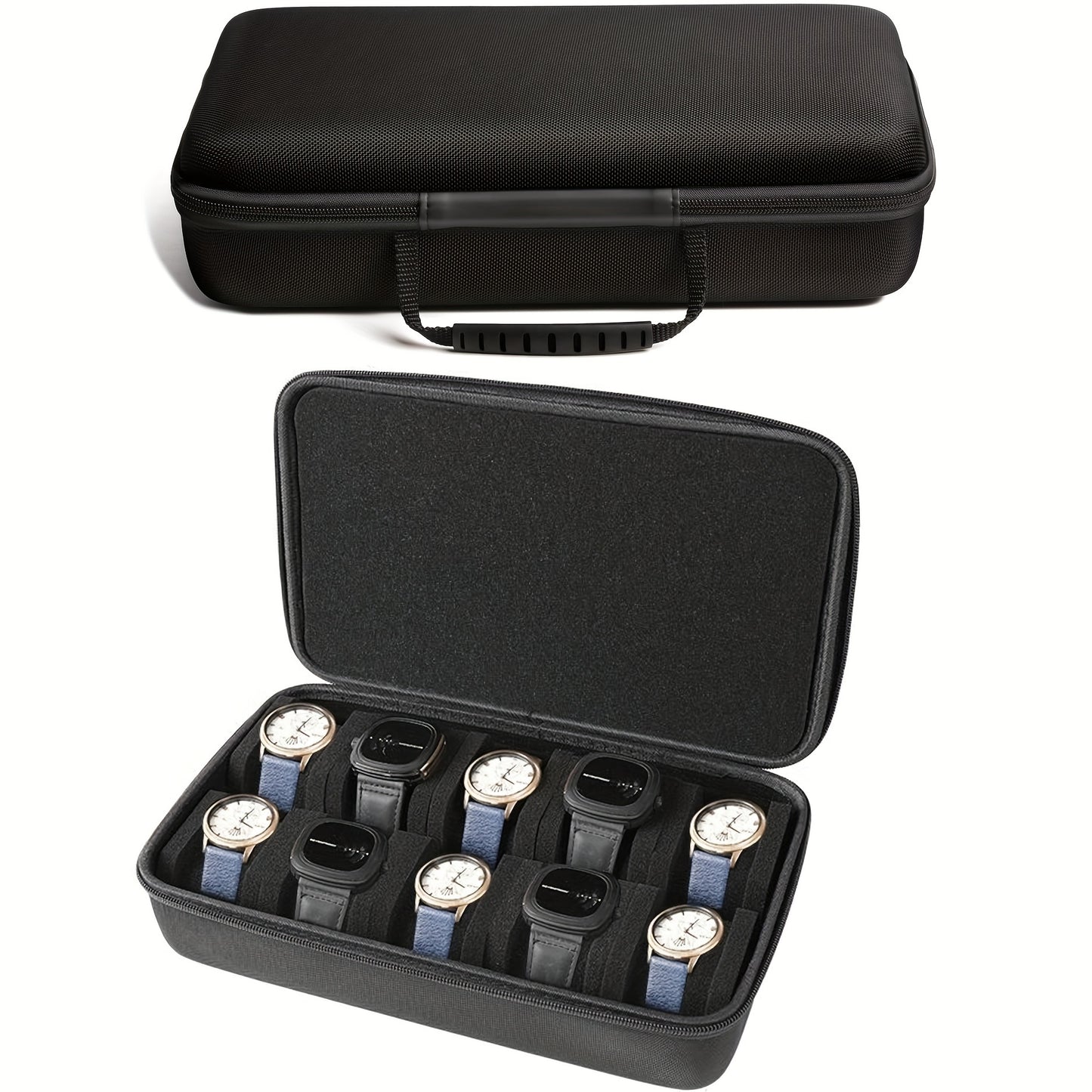 10 Slot Watch Storage Case Hard Shell with Secure Zipper