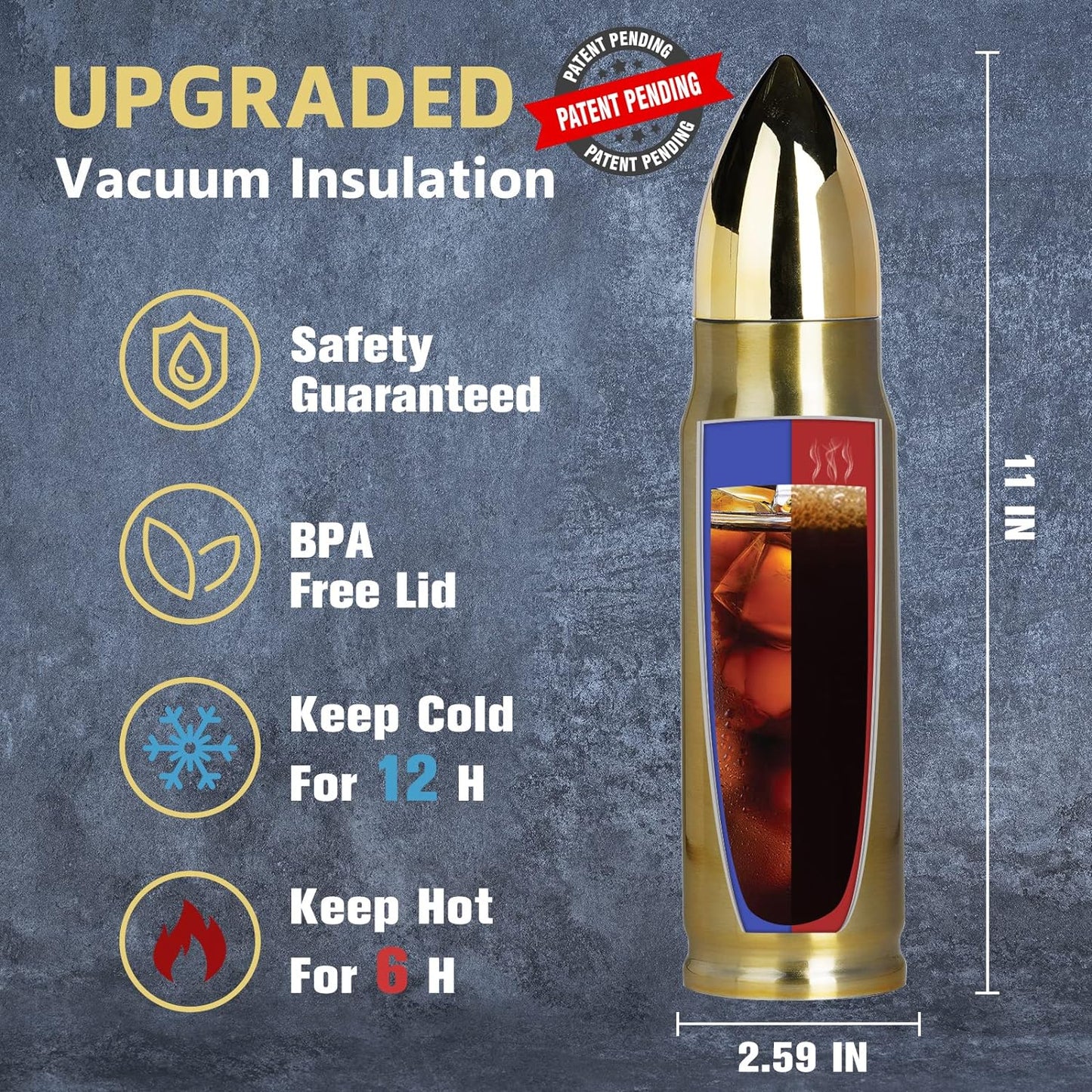 Stainless Steel 17 Oz. Bullet Water Bottle