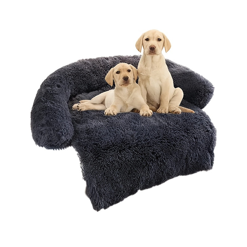 Fluffy Plush Dog Bed - Sofa Cushion with Washable Removable Cover