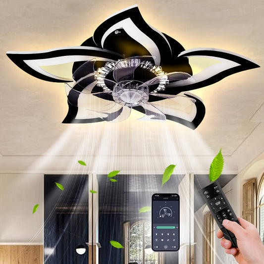 27" Low Profile Ceiling Fan with Light | 6 Speeds, 3 Color Dimmable Remote & App