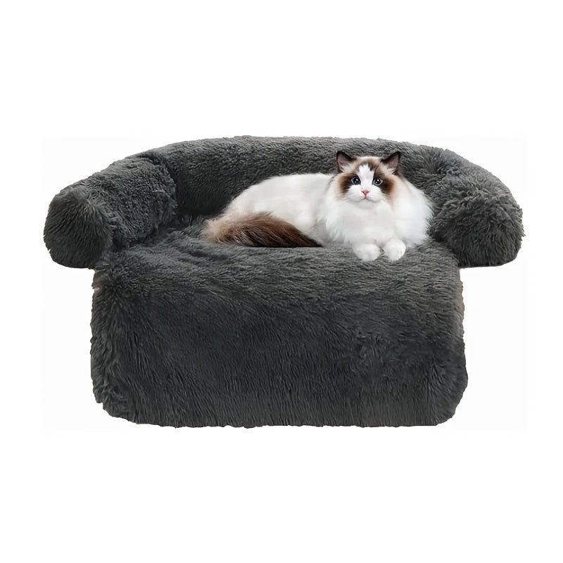 Fluffy Plush Dog Bed - Sofa Cushion with Washable Removable Cover