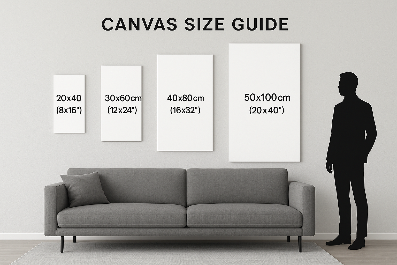 Canvas Size Guide for Black Gold Lion Art