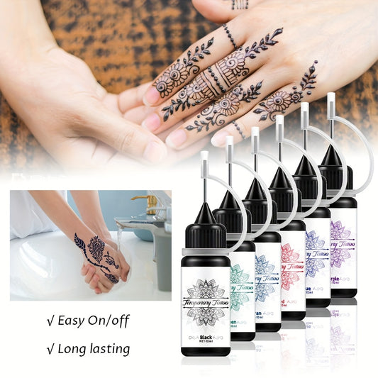 6 Colors Temporary Tattoo Ink Kit with Reusable Stencils
