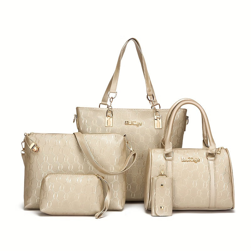5-Piece Handbag Set - Tote Satchel Crossbody Shoulder & Wallet