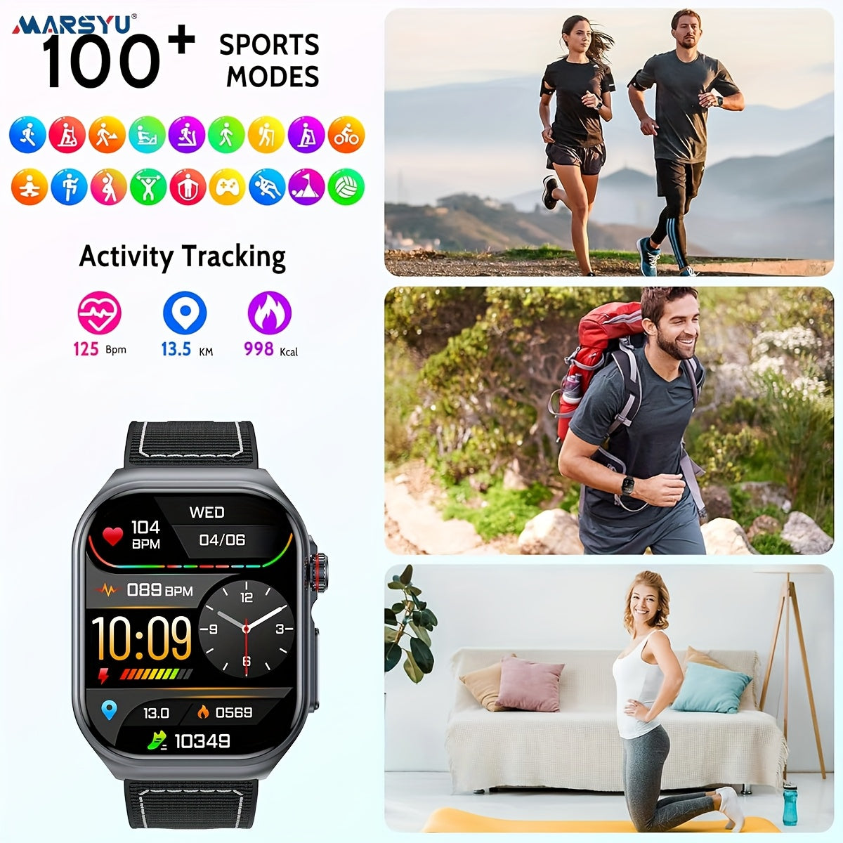 Smartwatch 2.04" AMOLED Display with 530mAh Battery & Wireless Calls